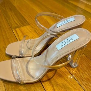 Clear/nude Two Strappy Heel